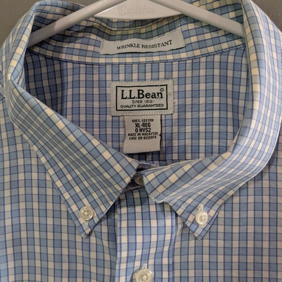 L.L. Bean Men's Wrinkle Resistant Short Sleeve Button Down Plaid Shirt XL Cotton - Picture 6 of 16